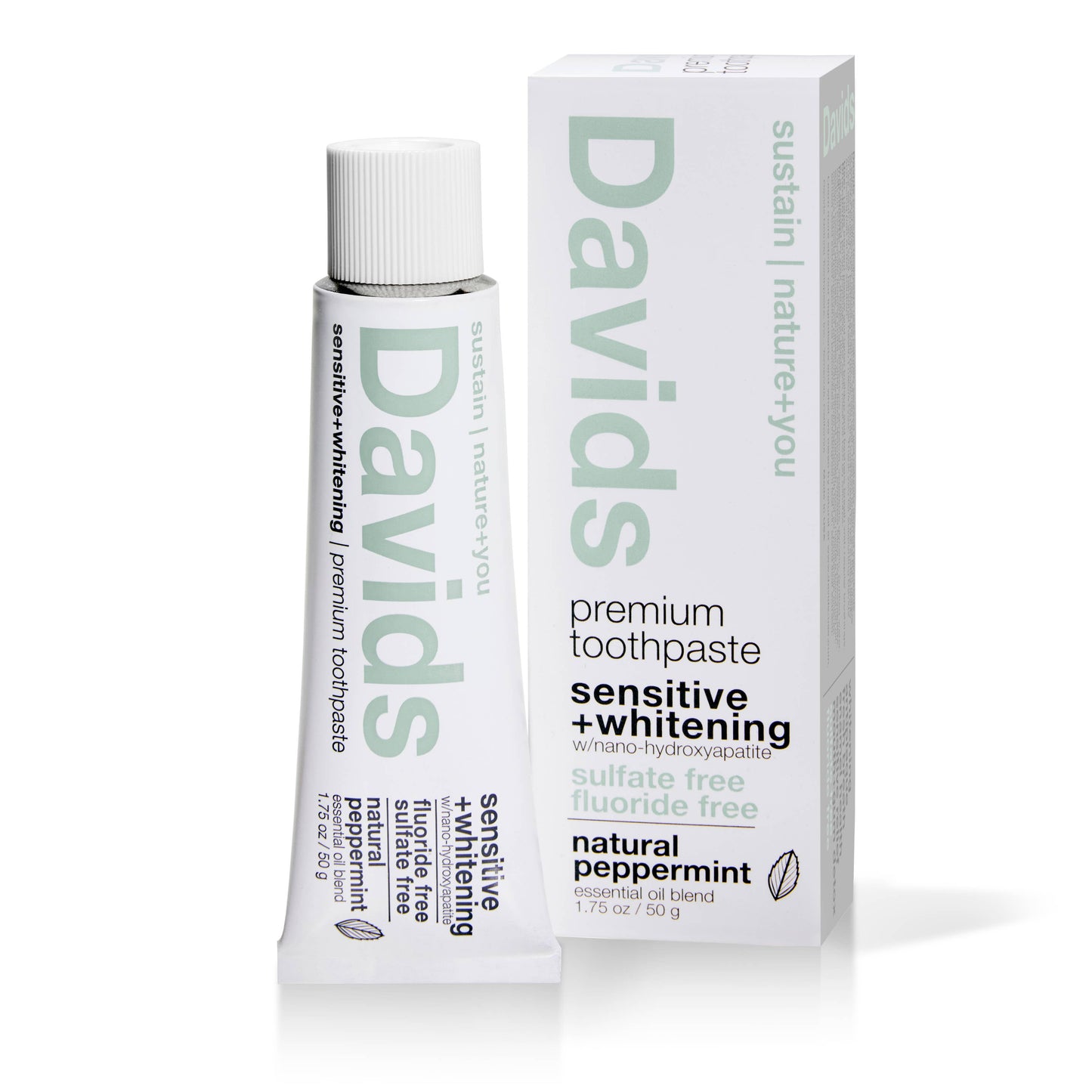 Davids Premium Toothpaste - Travel Size - Sensitive+Whitening - Peppermint