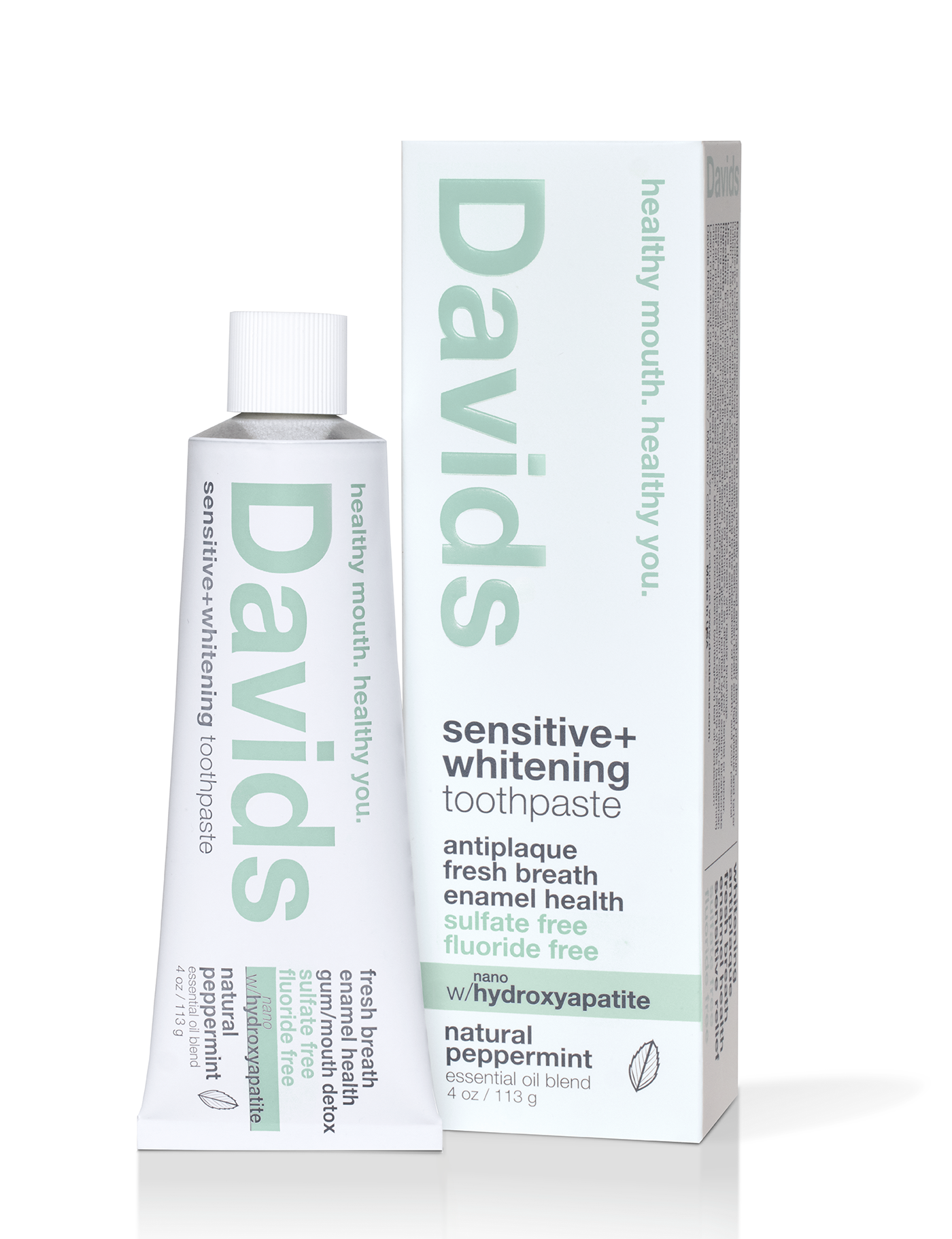 Davids Premium Toothpaste - Sensitive+Whitening Nano-Hydroxyapatite  - Peppermint